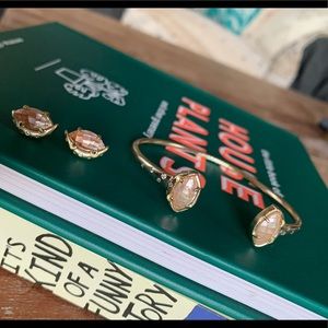 Kendra Scott Marie studs Laura bracelet set in brown pearl crackle